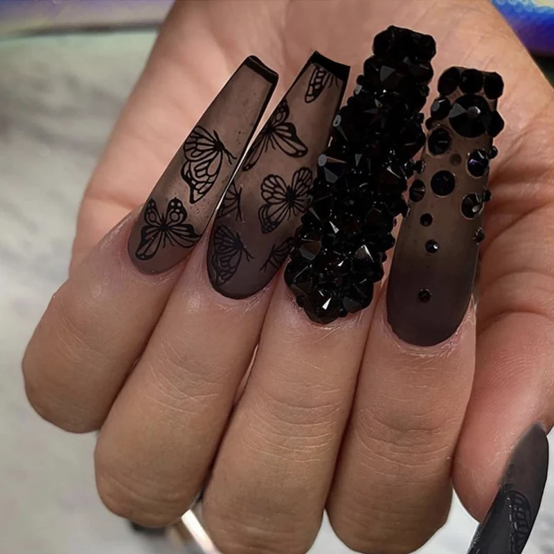Dekorative Ombre Press-On Nagelkunst