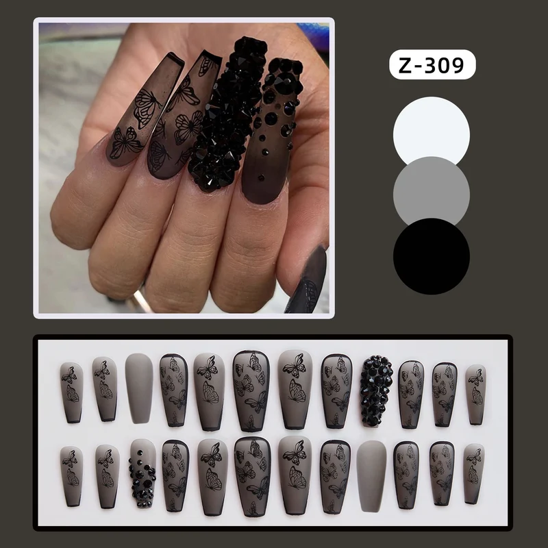 Dekorative Ombre Press-On Nagelkunst