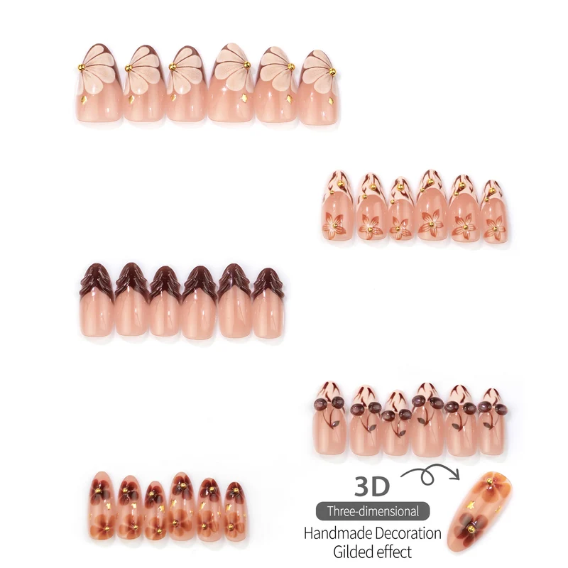 Künstlerisches Floral Design Press-On Nagelset