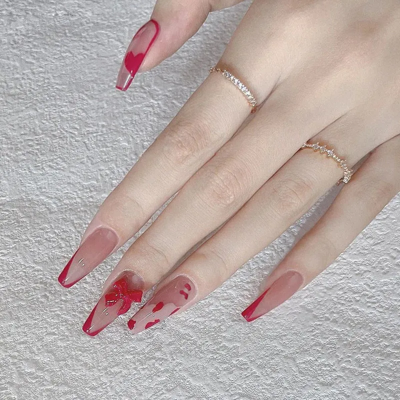 Dekoratives Langes Stiletto Press-On Nagel Set