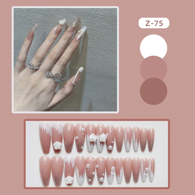 Dekoratives Langes Press-On Nagelkunst Set