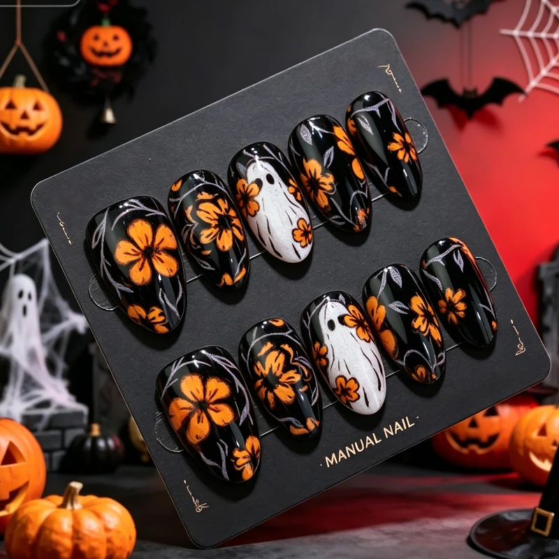 Dekoratives Halloween-Themen Press-On Nagelkunstset