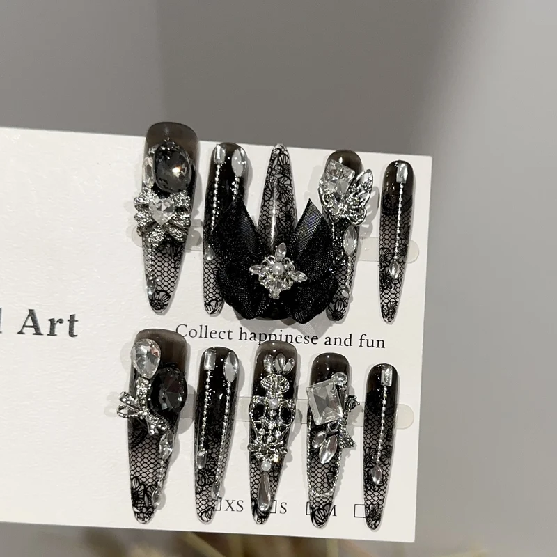 Elegante Spitzenverzierte Druck-Nägel