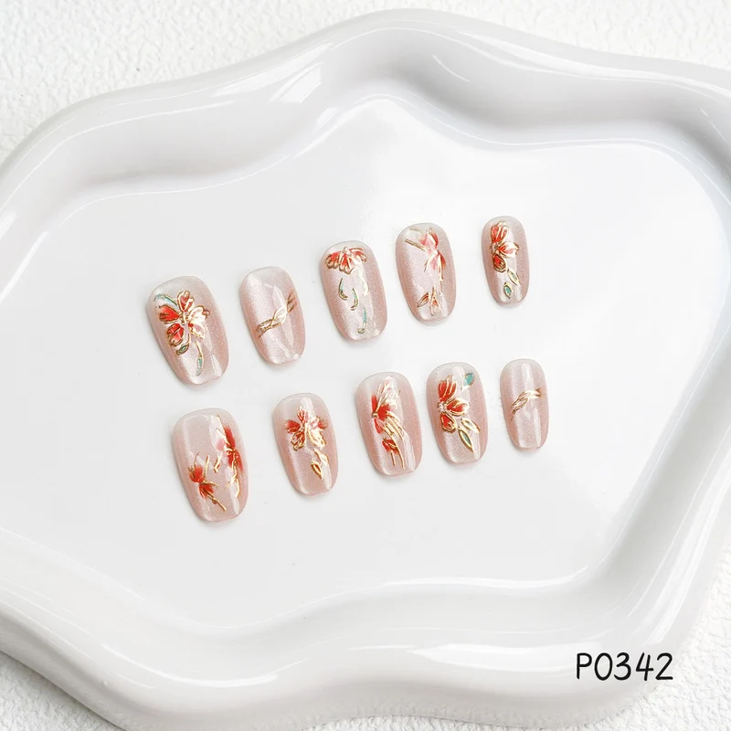 Floral Design Press-On Nails