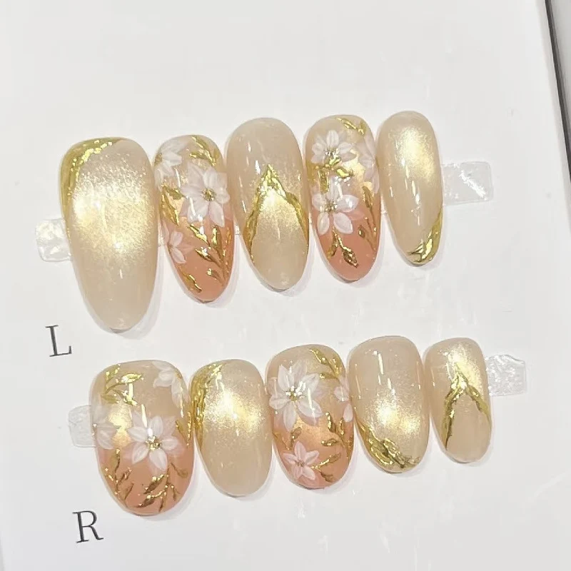 Dekoratives Blumenmuster Press-On Nail Art Set
