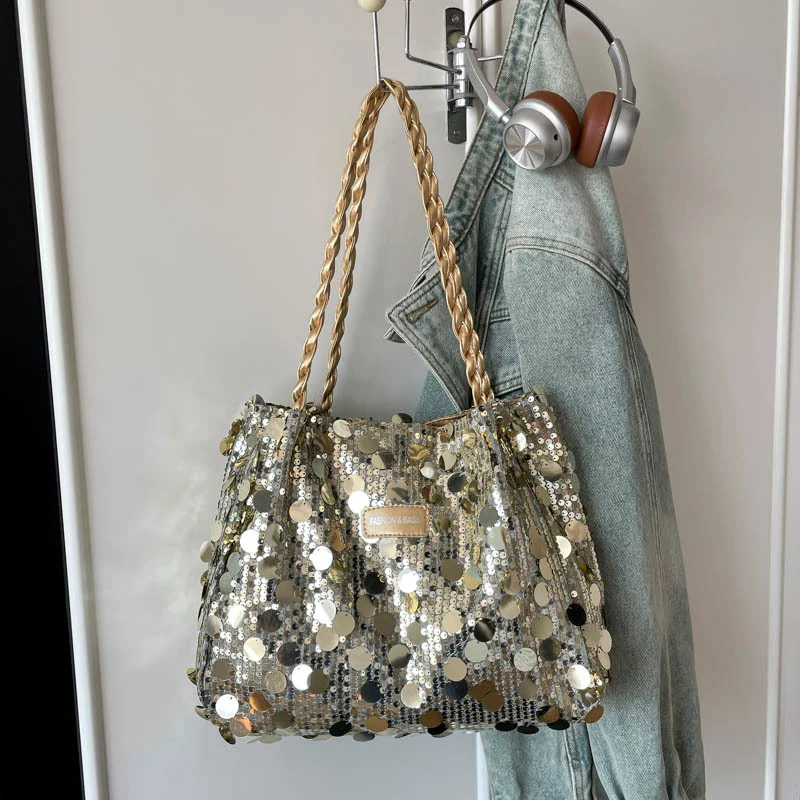 Glamouröse Pailletten Schultertasche