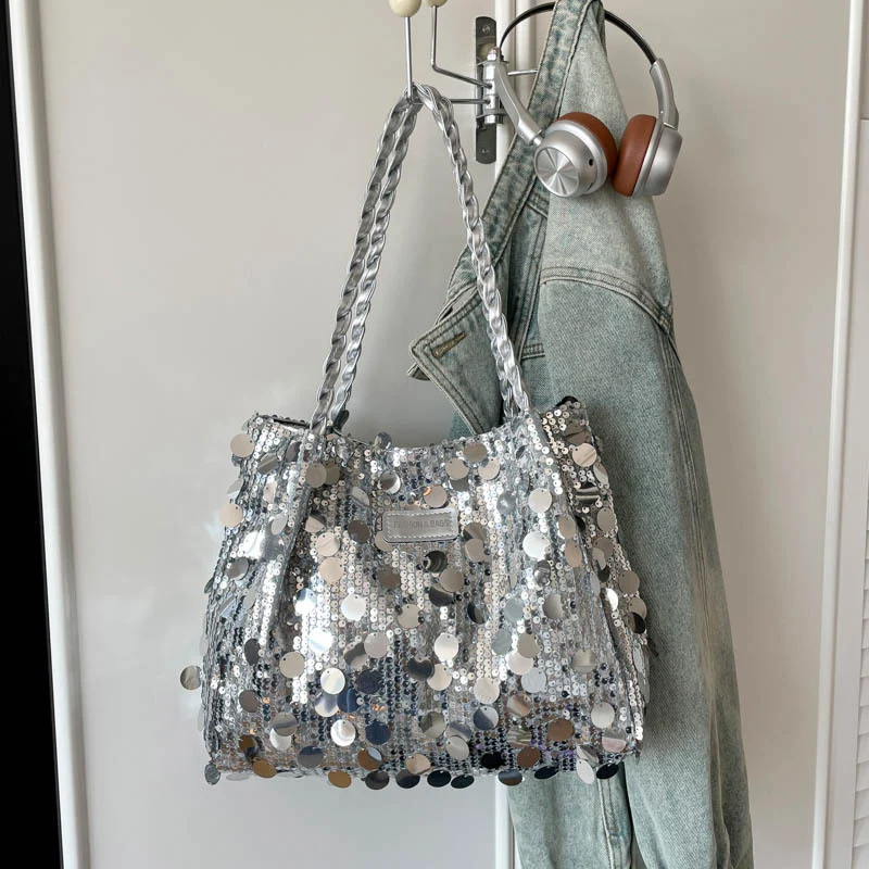 Glamouröse Pailletten Schultertasche