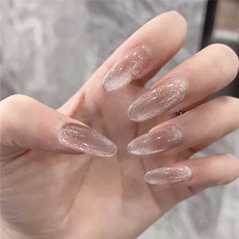 Elegante glitzernde mandelförmige Press-On Nägel