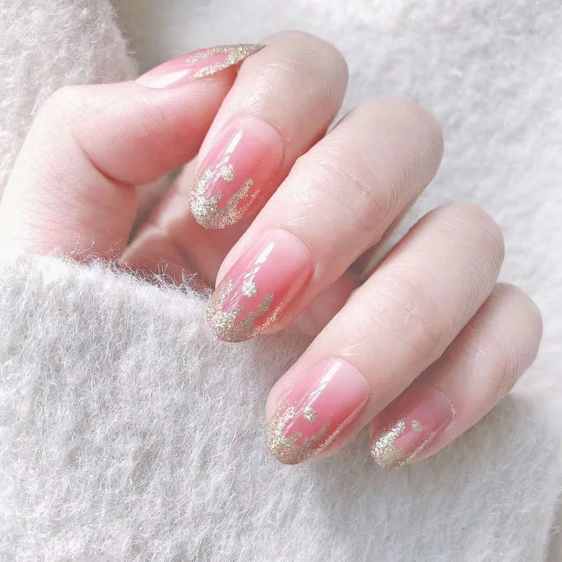 Elegantes Glitter French Tip Press-On Nail Set