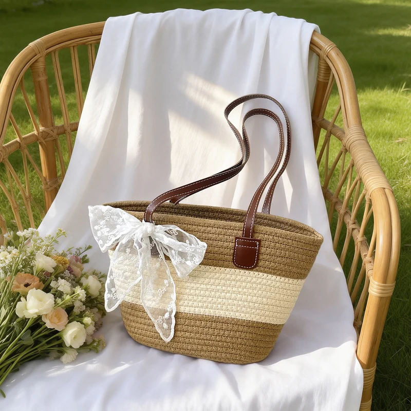 Elegante Sommerstroh Tasche