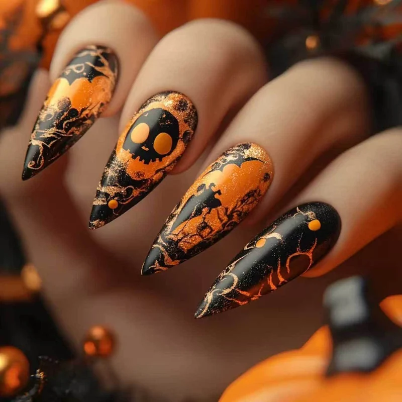Künstlerisches Langes Stiletto Press-On Nagelset