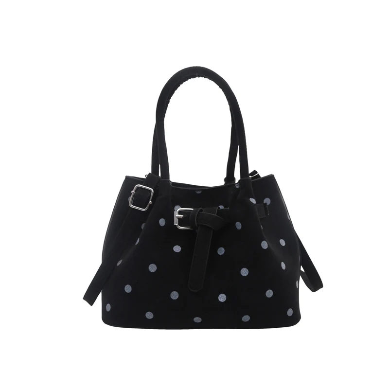 Legere Wildleder-Punktedot-Handtasche