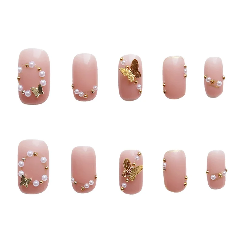 Schmetterlings-geschmücktes Press-On Nagelset