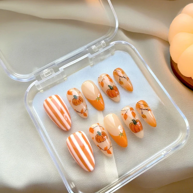 Herbst-Themen Press-On Nagelkunst