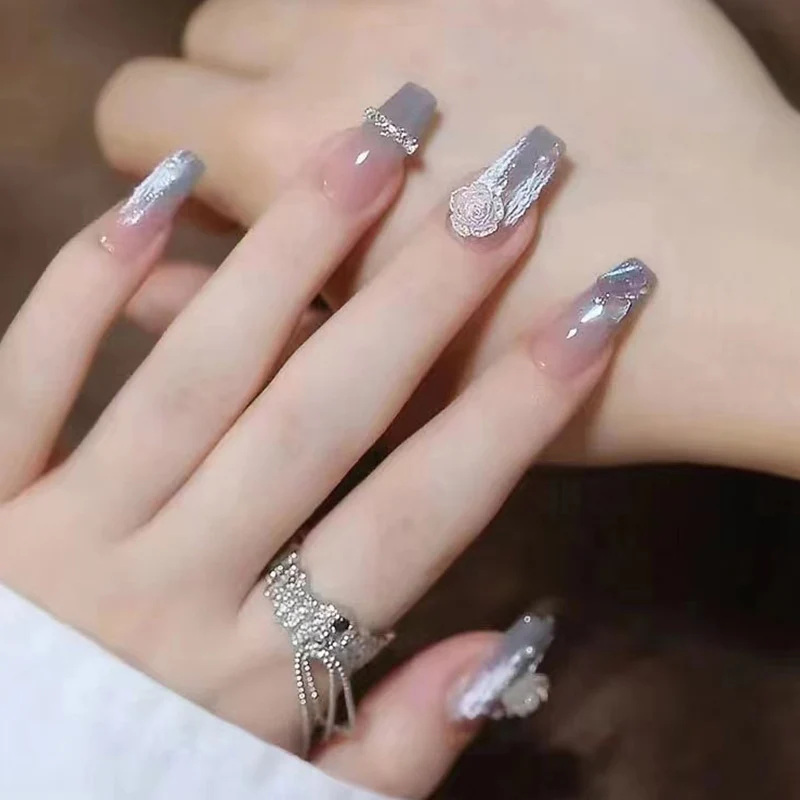 Künstlerisches texturiertes Press-On-Nagelset