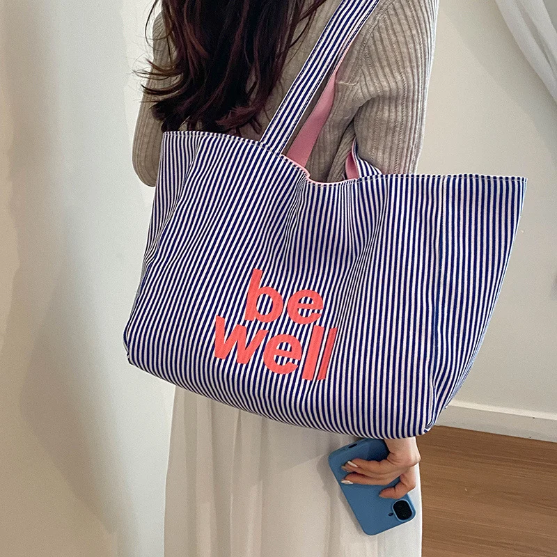 Gestreifter Canvas-Shopper