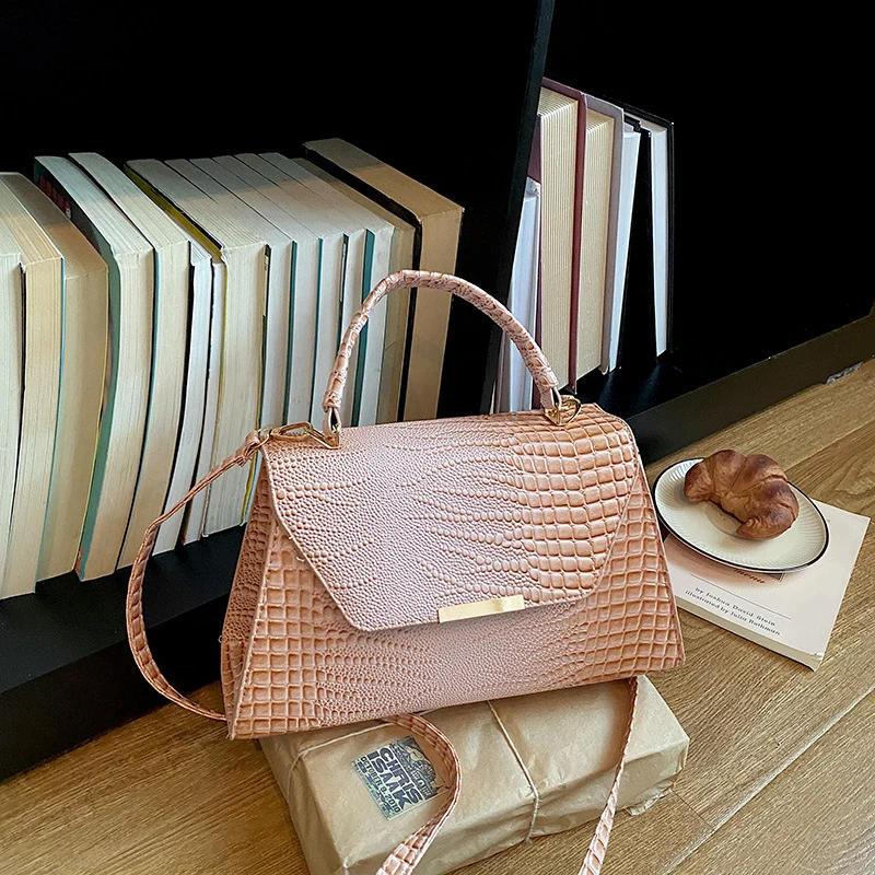 Strukturierte Leder Schultertasche