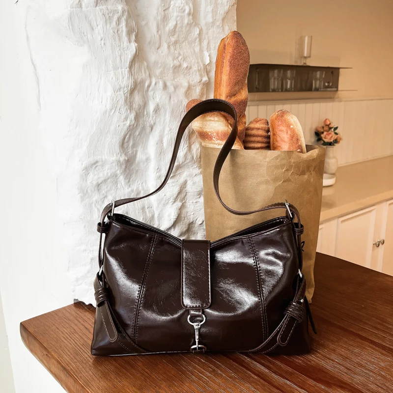 Lässige Leder Schultertasche