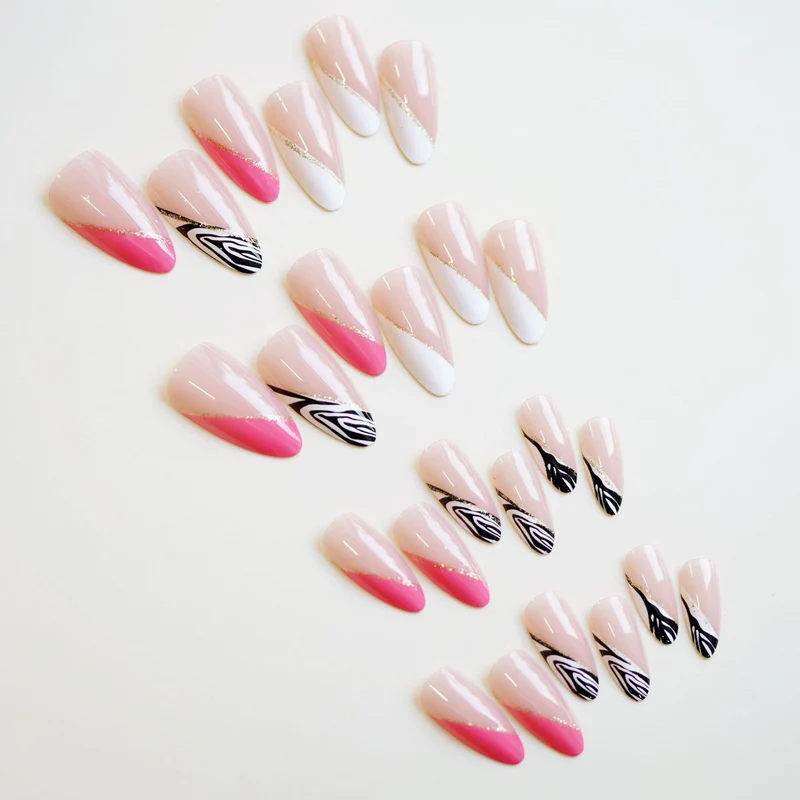 Künstlerisches French Tip Press-On Nails Kit