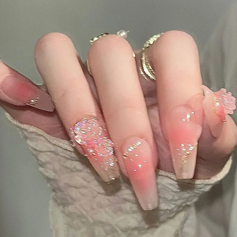 Künstlerisches Floral Press-On Nagelkunst Set