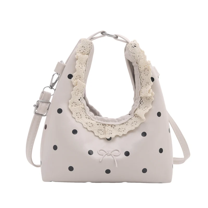 Dekorativer Handtasche mit Spitzenrand und Punkte-Muster