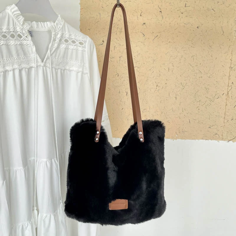 Plüsch Kunstfell Schultertasche
