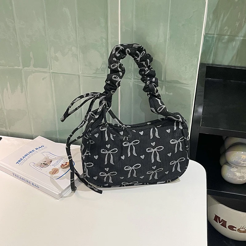 Verspielte Schleifen-Print Schultertasche