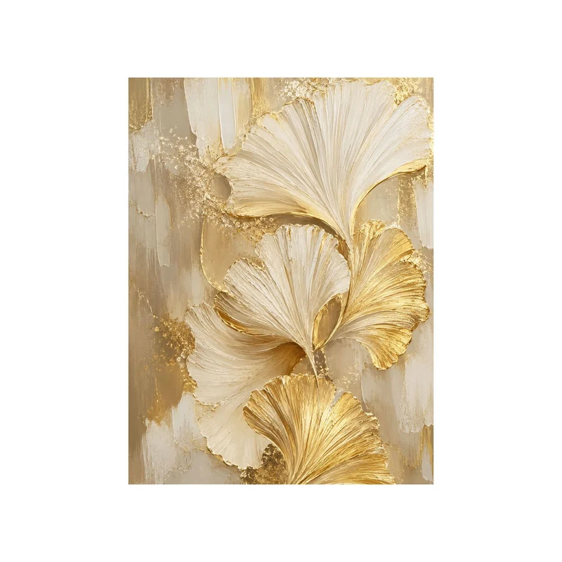 Texturiertes Ginkgo-Blatt-Leinwandkunst