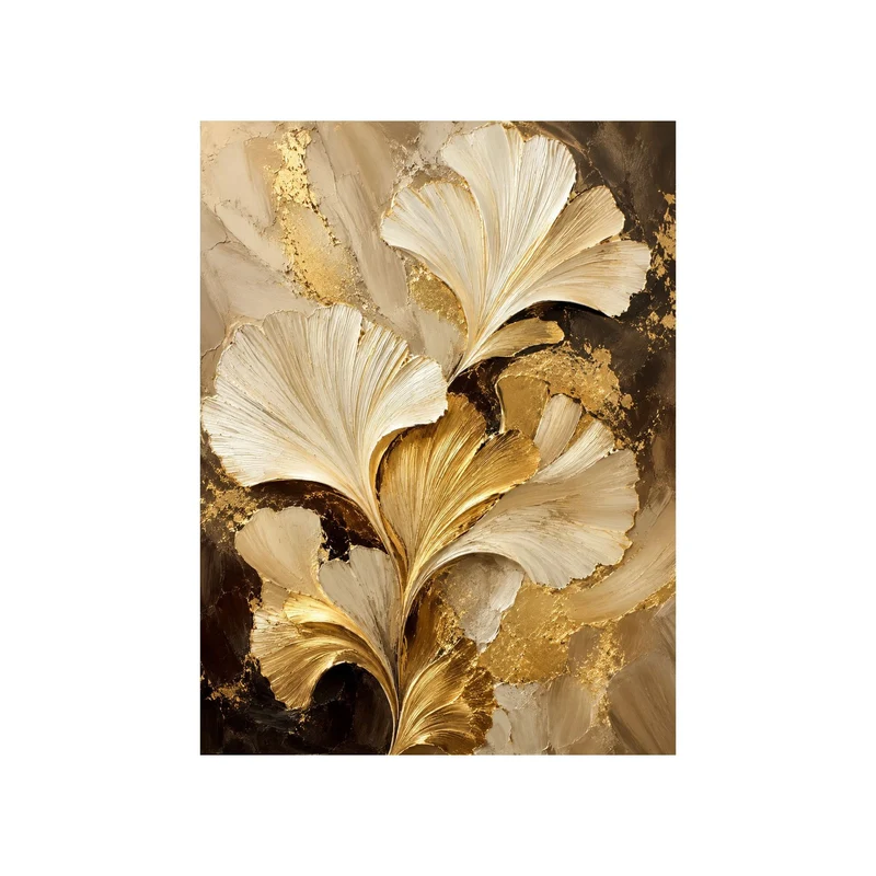 Texturiertes Ginkgo-Blatt-Leinwandkunst
