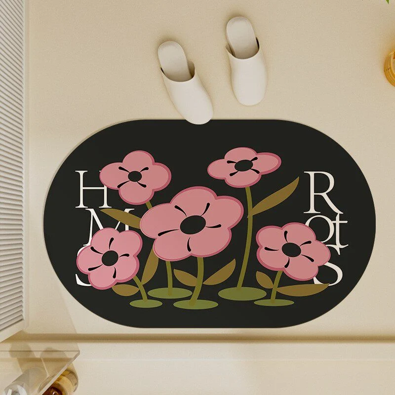 Florales Design Badezimmerteppich für Badezimmerböden