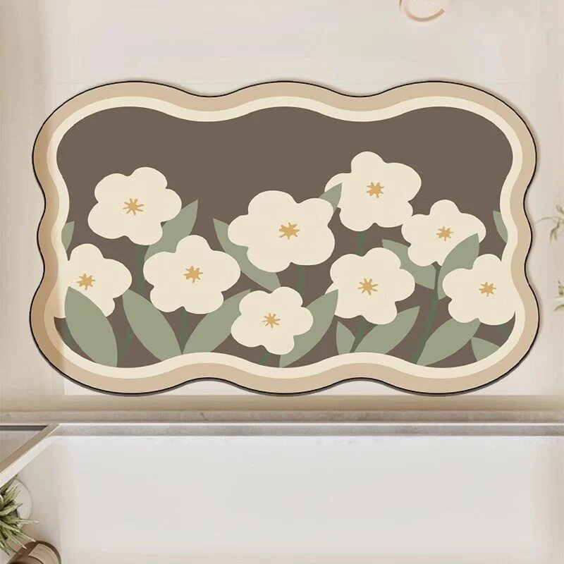Florales Design Badezimmerteppich für Badezimmerböden