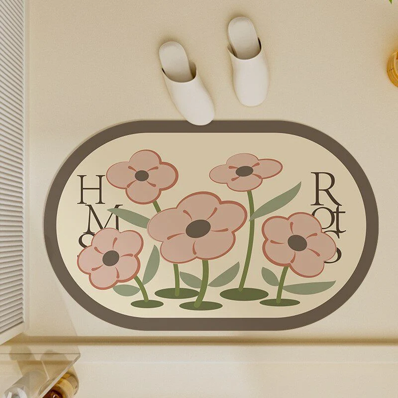 Florales Design Badezimmerteppich für Badezimmerböden