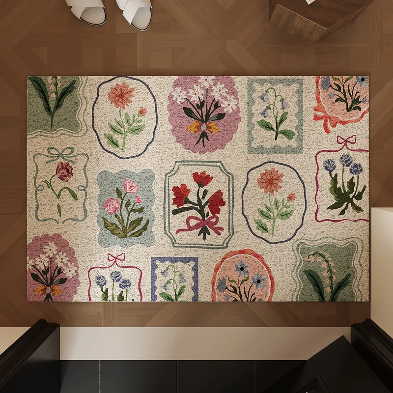 Vintage Floral Print Teppich