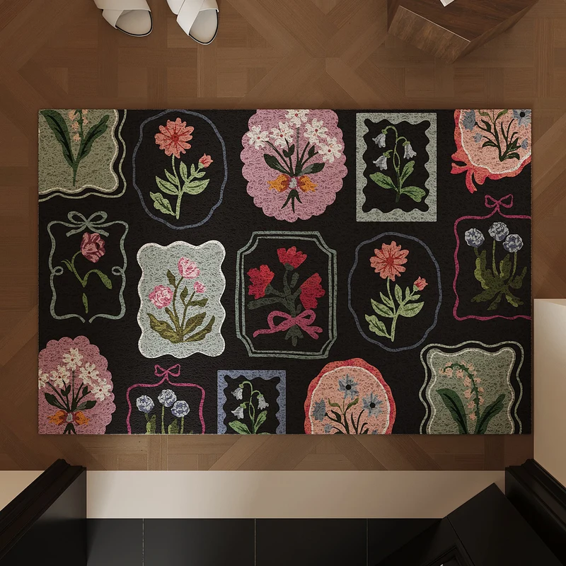 Vintage Floral Print Teppich