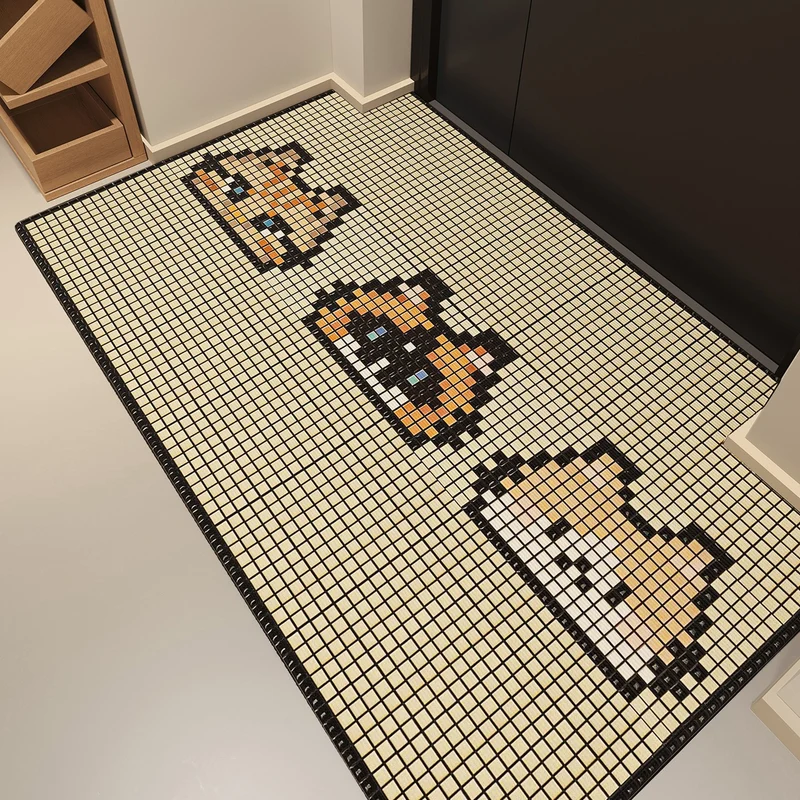 Verspielte Mosaik-Charakter-Türmatte