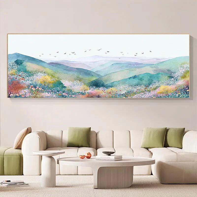 Landschaft mit Bergblick Leinwandkunstwerk