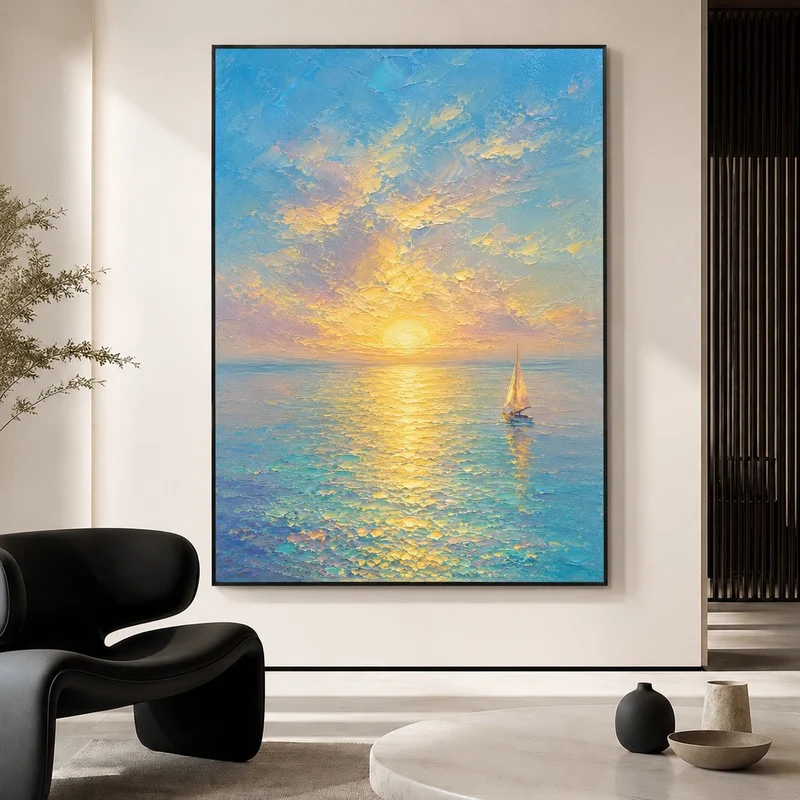 Abstraktes Küstenlandschaft Leinwand Kunstwerk