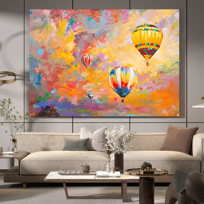 Bunte Heißluftballon-Leinwandkunst