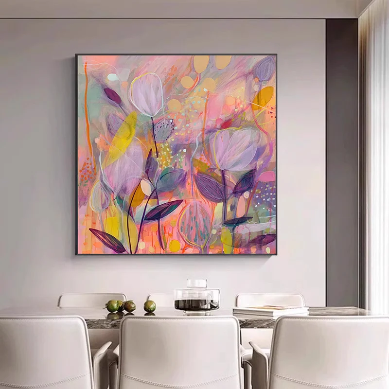 Bunte florale Leinwandkunst