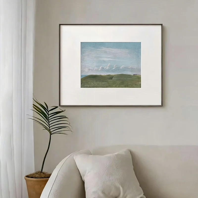Gerahmter minimalistischer Landschaftskunstdruck