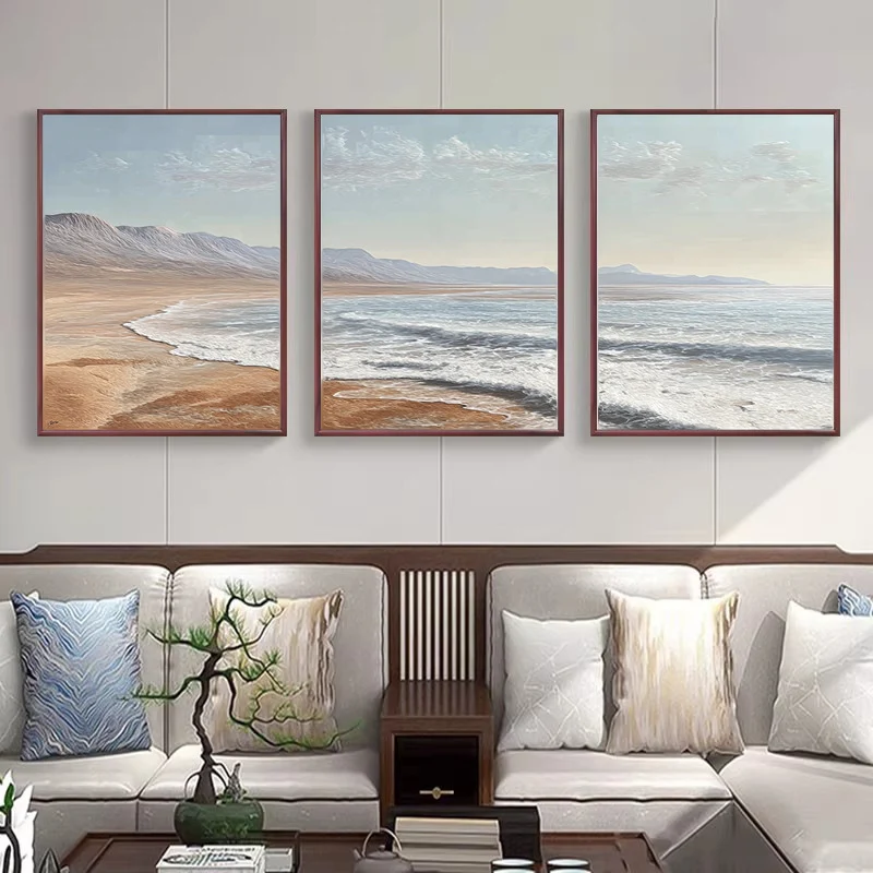 Küsten-Seestück Kunst Triptychon