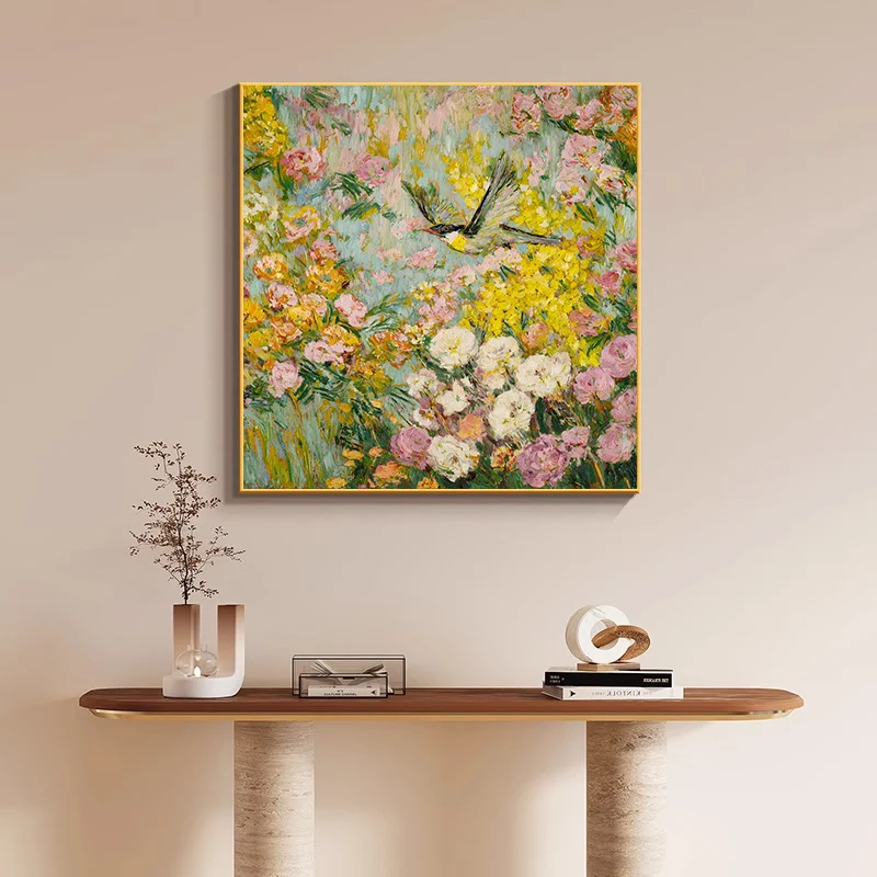 Blumenmuster-inspiriertes Leinwandkunstwerk
