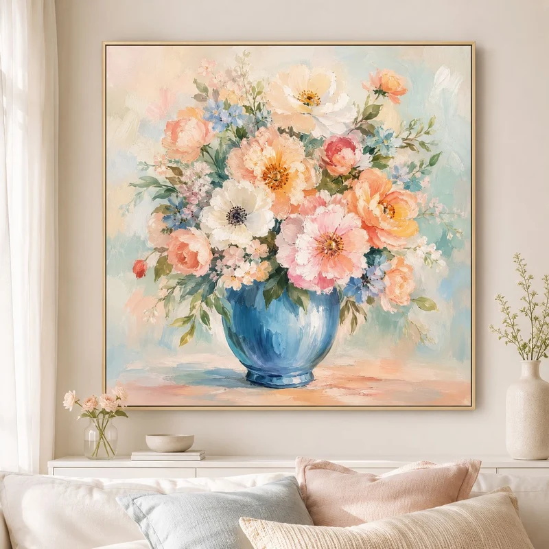 3D Texturiertes Floral Leinwand-Kunstwerk