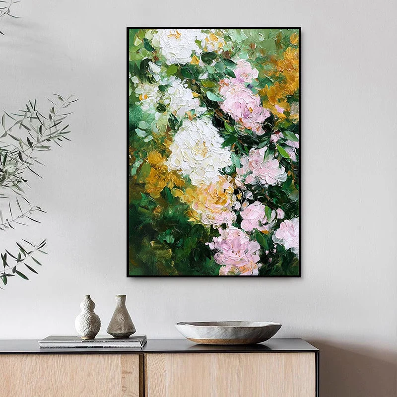 Blumig inspiriertes Ölgemälde auf Leinwand