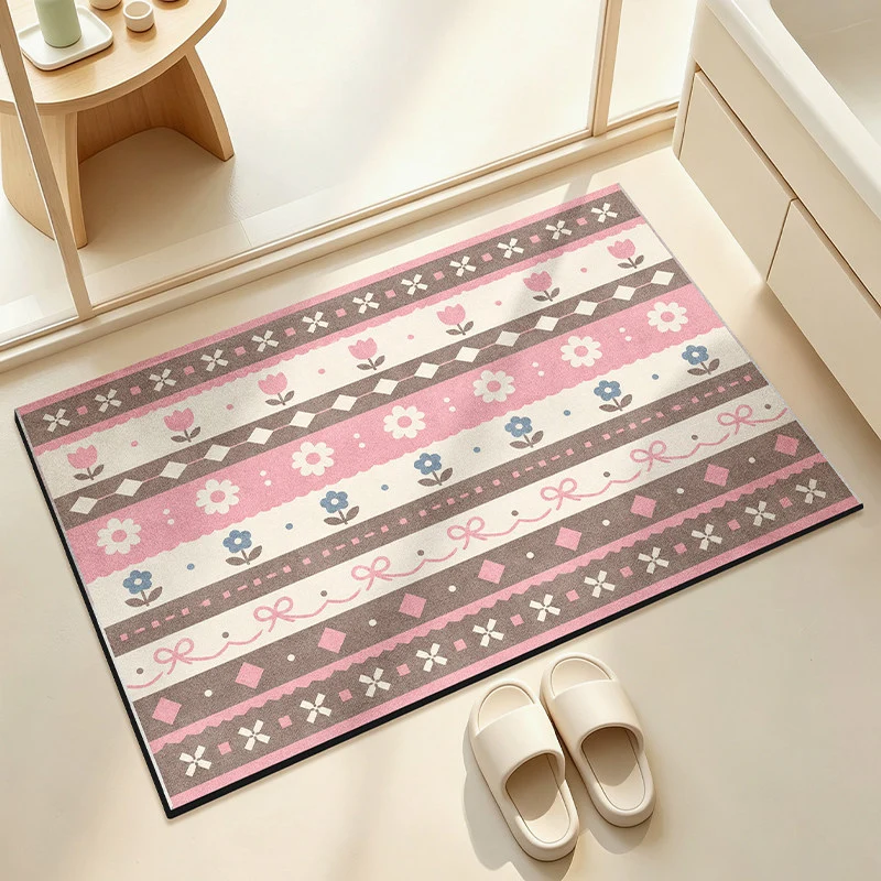Weicher floral gemusterter Badezimmerteppich