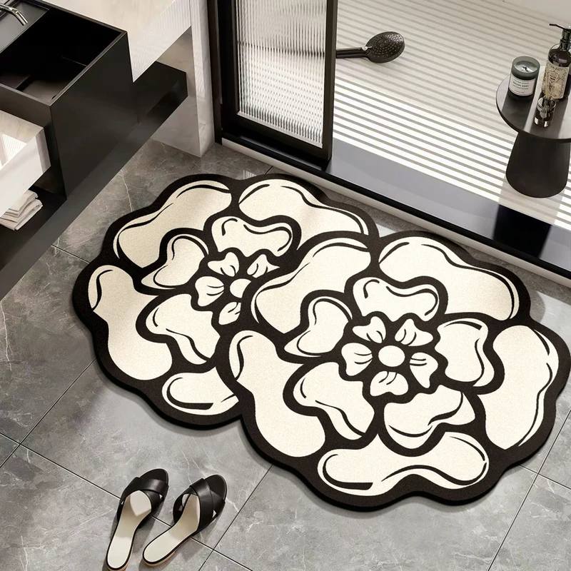 Elegante Blumenmuster-Badmatte für Badezimmer