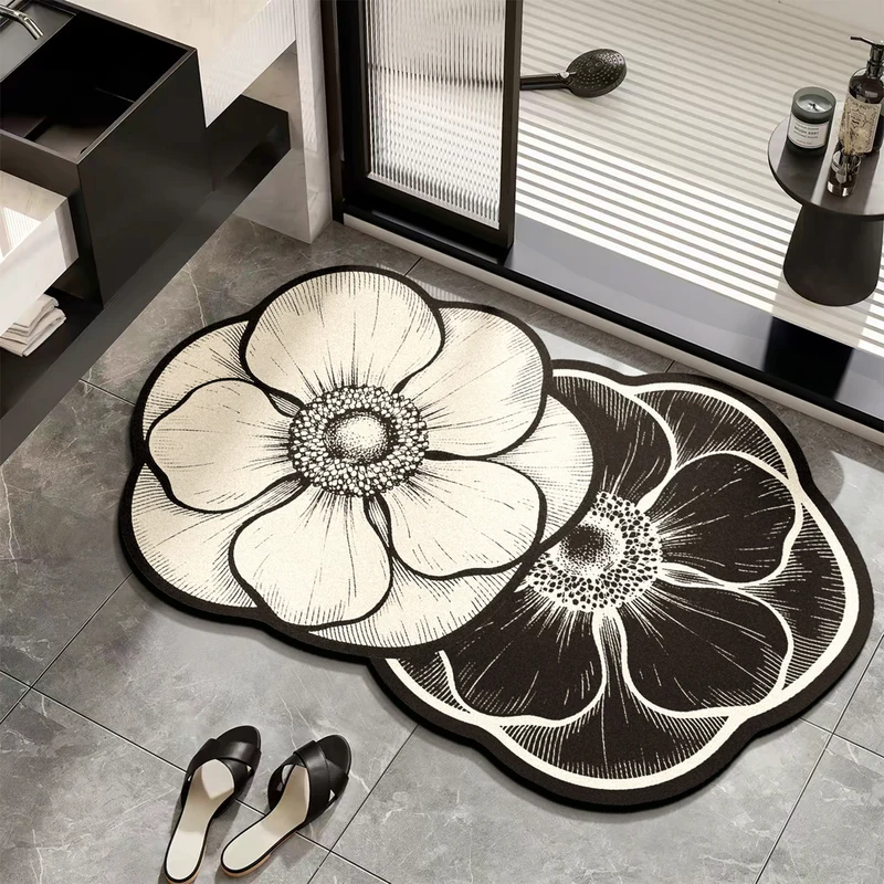 Elegante Blumenmuster-Badmatte für Badezimmer