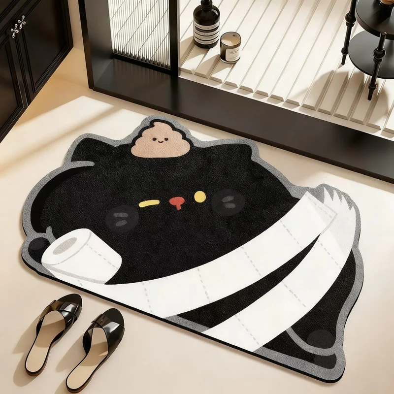 Badezimmermatte aus Kieselgur, Katzen-Design