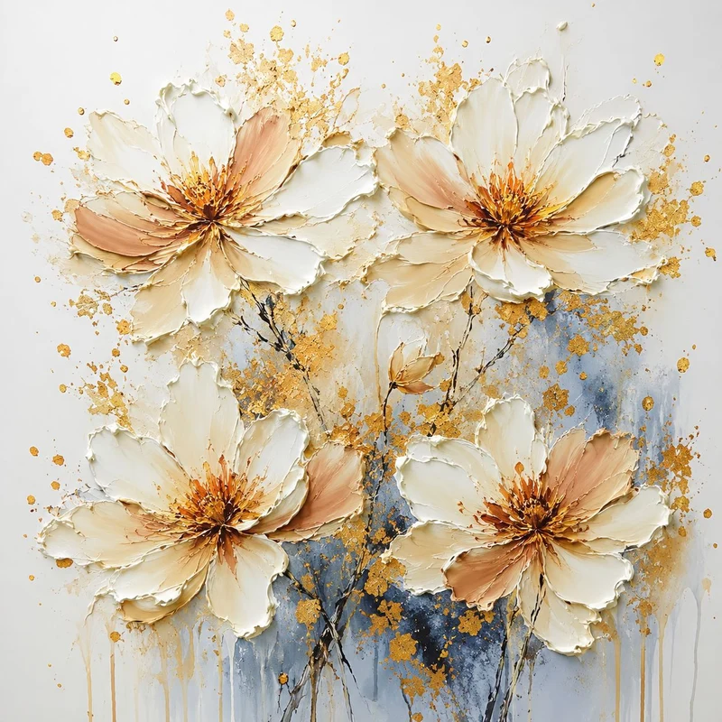 Elegante florale strukturierte Leinwandkunst