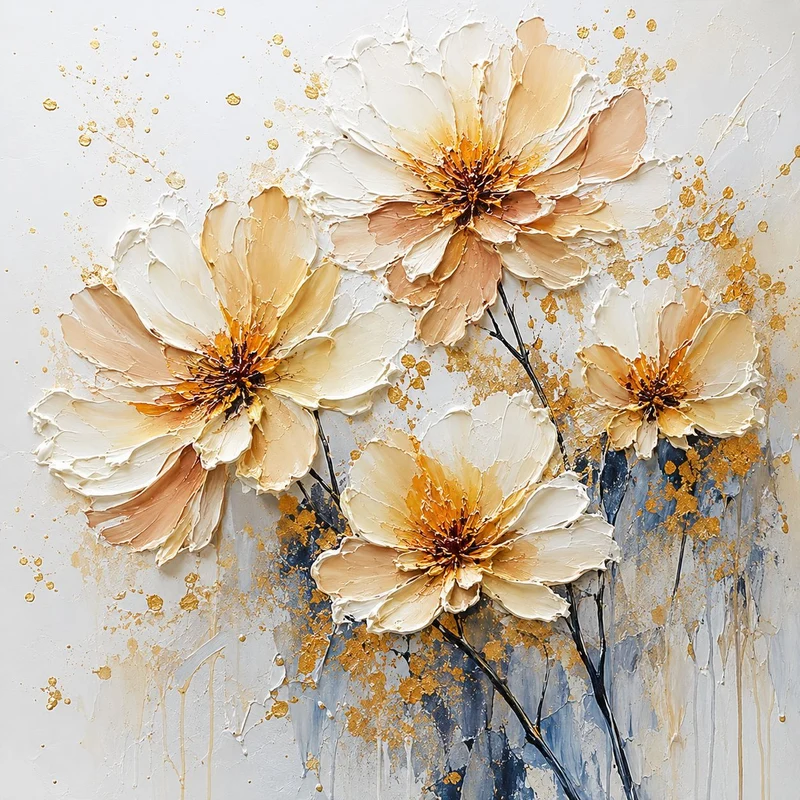 Elegante florale strukturierte Leinwandkunst
